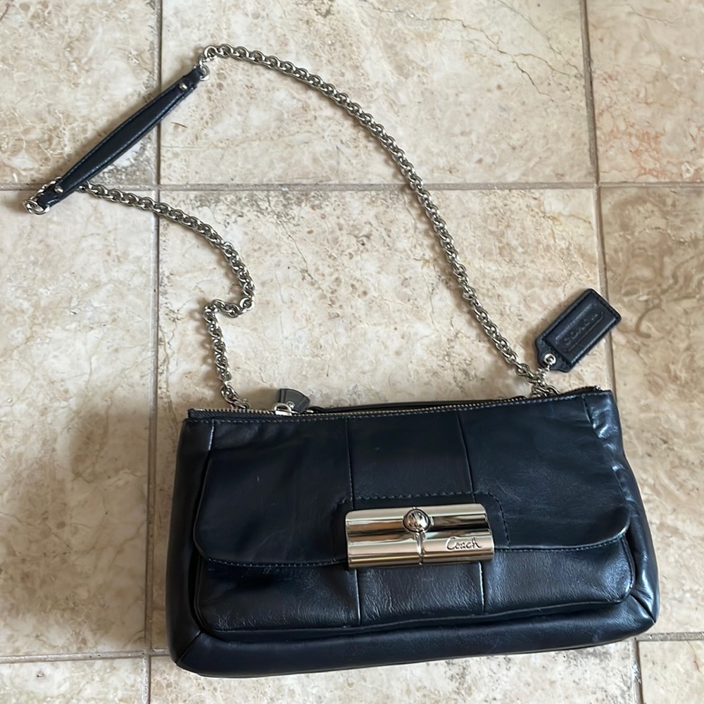 Authentic coach, leather, black shoulder, and Crossbody bag